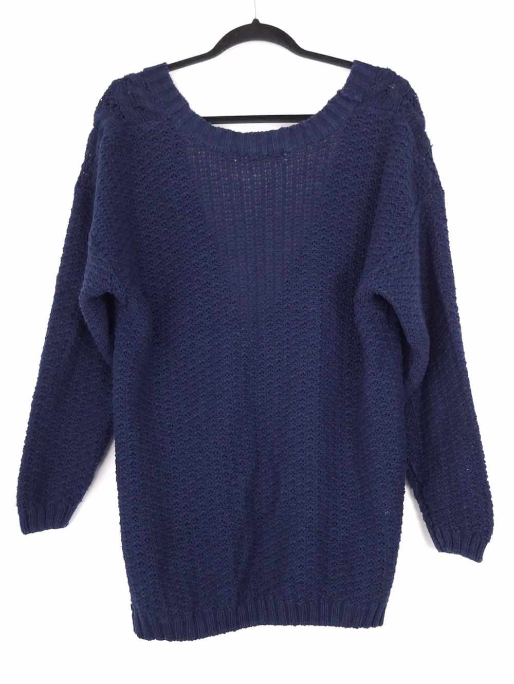 Venezia vintage chunky cable knit cardigan fisherman preppy slouchy navy blue - Picture 2 of 9